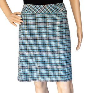 Talbots Petites Glen Plaid Low Waisted Wool Blend Skirt - 12P - Zippered Pockets